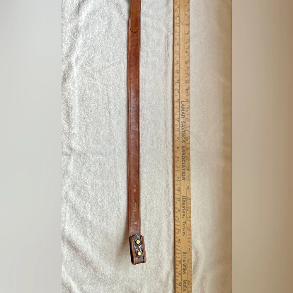 Vintage Crocodile or Alligator Inlay Leather Belt